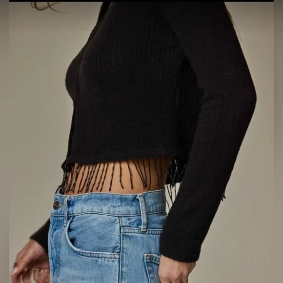 Black Fringe Cardigan - Picture 4 of 10